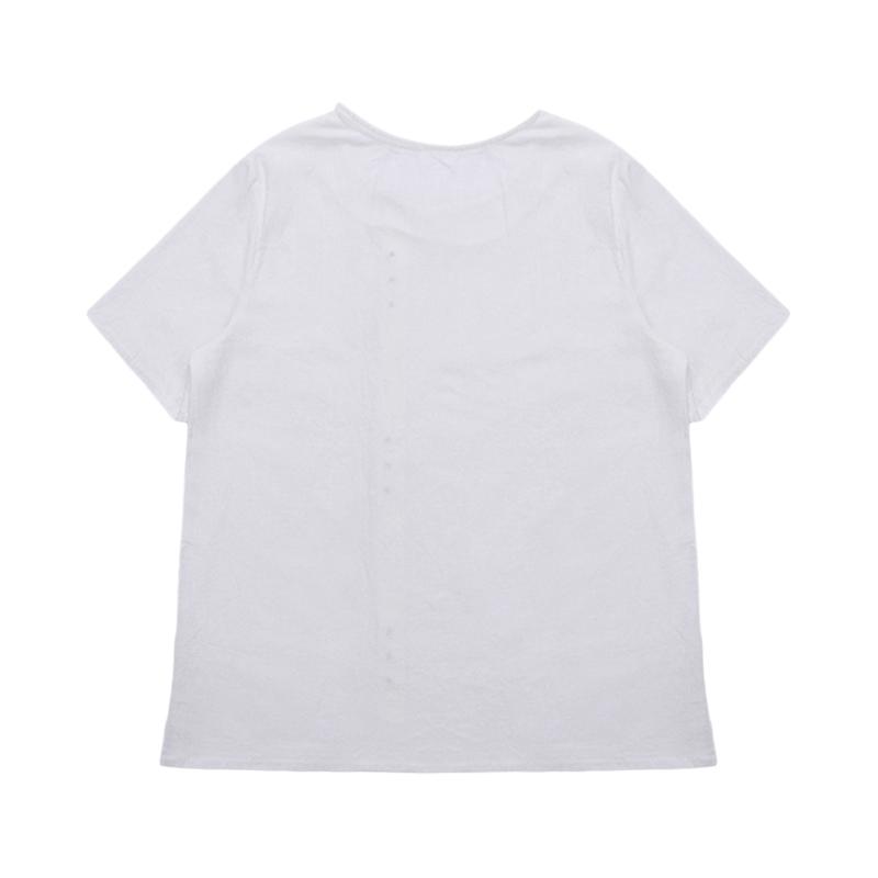 Women's Cotton Linen T-Shirts Short Sleeve Tunic Tops Casual Loose Blouse