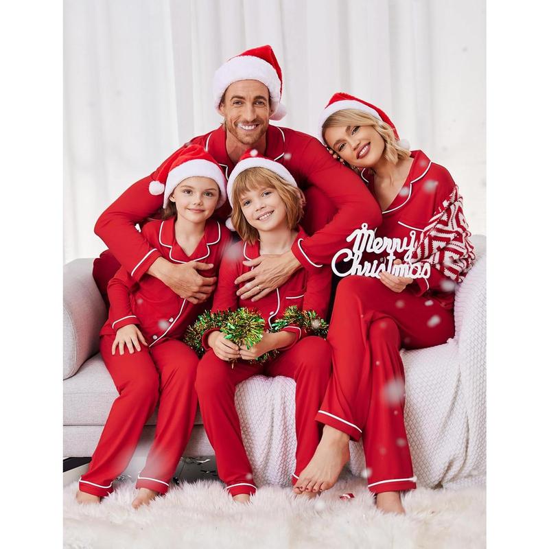 Christmas Family Matching Pajamas Long Sleeve Button Down Pj Set Festival Party Sleepwear