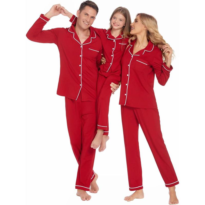 Christmas Family Matching Pajamas Long Sleeve Button Down Pj Set Festival Party Sleepwear