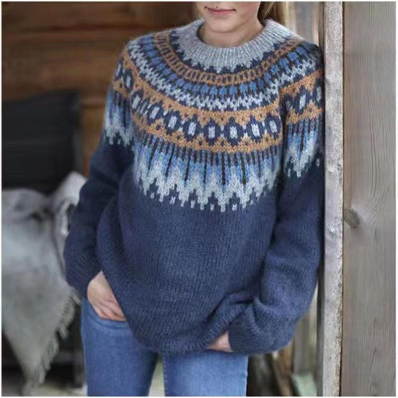 Autumn and Winter Best Selling Women's Clothes Sweater Acrylic Thick Needle Thickened Jacquard Knitted Sweater