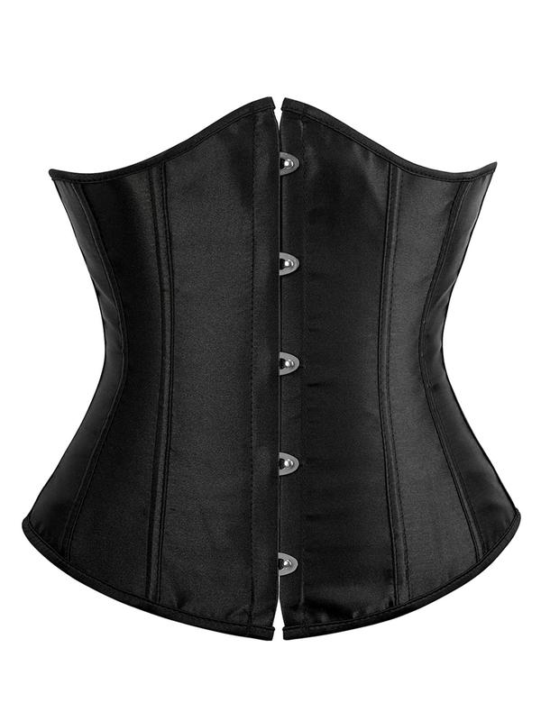 Women's Plain Lace Up Grommet Eyelet Corset Waist Trainer, Retro Solid Color Belly Slimmer Underbust Shaper, Tummy Control Shaper for Women