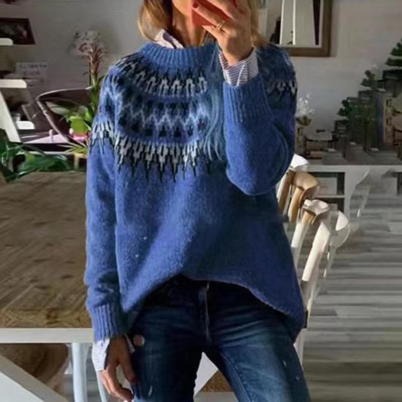 Autumn and Winter Best Selling Women's Clothes Sweater Acrylic Thick Needle Thickened Jacquard Knitted Sweater