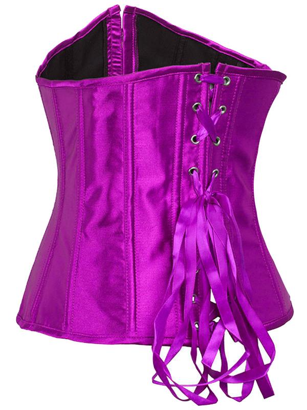 Women's Plain Lace Up Grommet Eyelet Corset Waist Trainer, Retro Solid Color Belly Slimmer Underbust Shaper, Tummy Control Shaper for Women