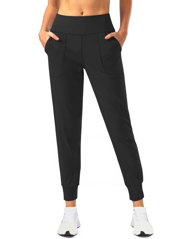 Women's Plain Pocket High Waist Jogger Pants, Casual Comfortable Trousers for Daily Wear, Ladies Bottoms for All Seasons