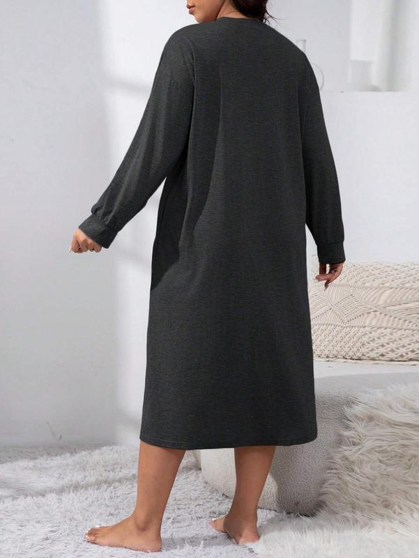 Plus Size Casual Sleep Dress Pajama Dress, Long Dress pajama  pants wrap lounge women s