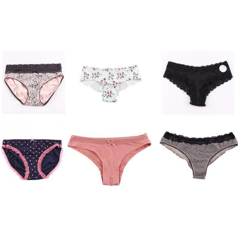 Variety of Panties - Women Underwear Pack 6, Lacy Cotton Briefs Hipsters Bikinis Boyshorts Undies Assorted