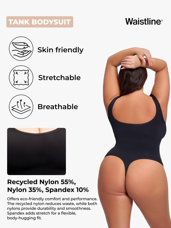 WAISTLINE Sleeveless Bodysuit, Comfort Seamless Tummy Control Shapewear Tank Top Body Suit, Sculpting Snatched Waist Compression Shaper Womenswear