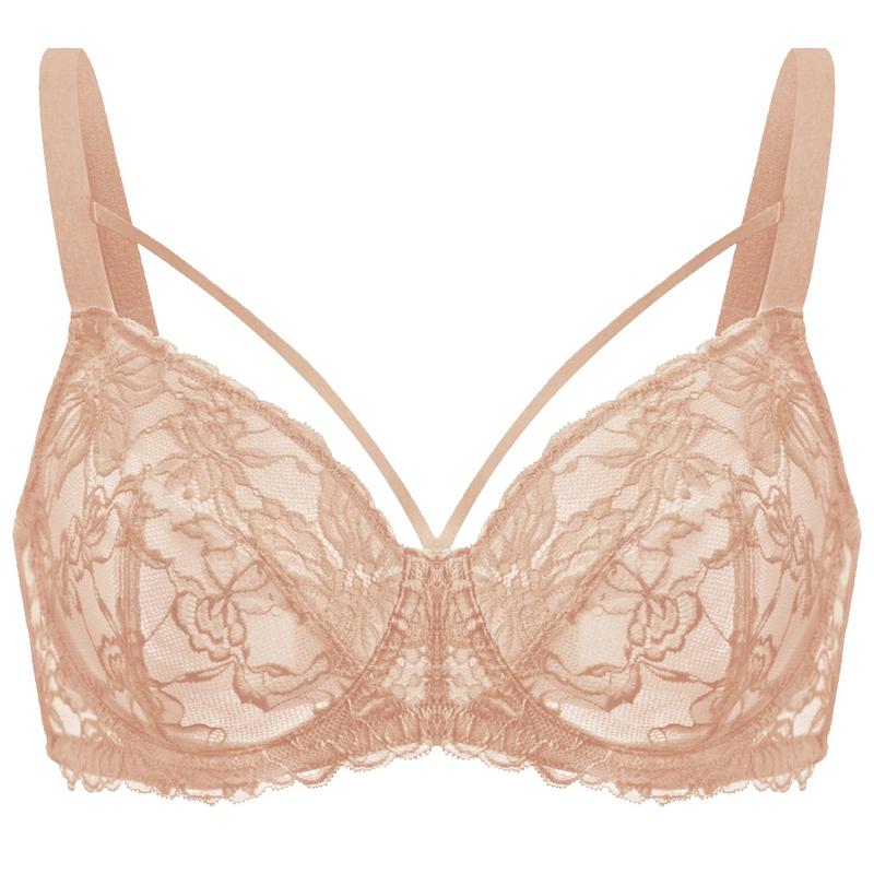 Pretty In Petals Plus Size Minimizer Soft Lace Comfort Unlined Strappy Underwire Women Bra