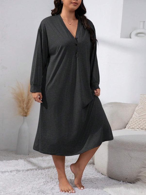 Plus Size Casual Sleep Dress Pajama Dress, Long Dress pajama  pants wrap lounge women s