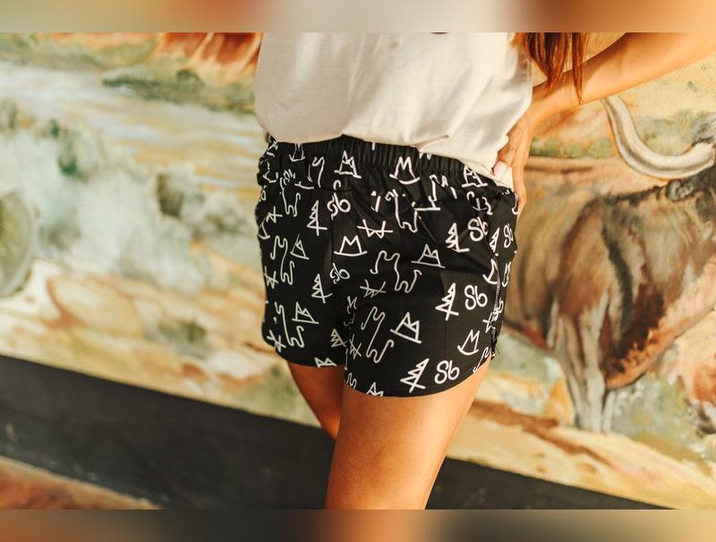 Branded Western Print Pull On Leisure Shorts