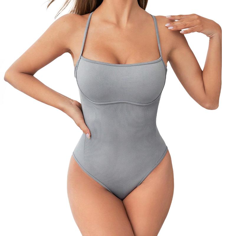 SINSIN Women Thong Bodysuit Shapewear Tummy Control Seamless Sleeveless Slimming Comfort Innerwear Butt Lifter Jumpsuit for Girls Sports Gym Workout Womenswear Compression