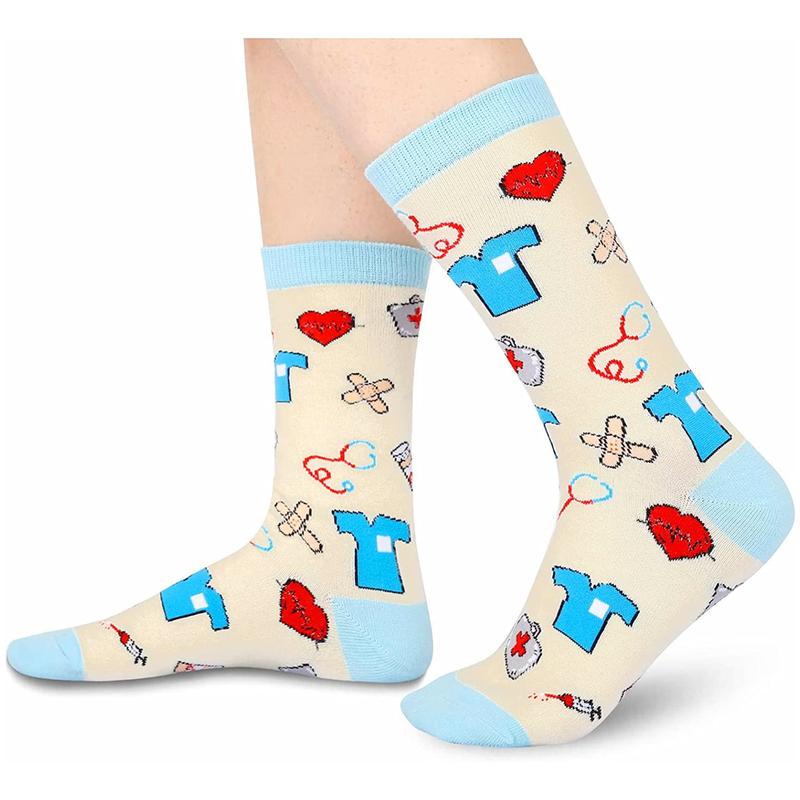 HAPPYPOP 4 Pairs Nurse Socks Women Medical Socks CNA Socks Doctor Socks, Nurse Student Gifts Medical Assistant Gifts Doctor Gifts CNA Gifts RN Gifts For Nurses