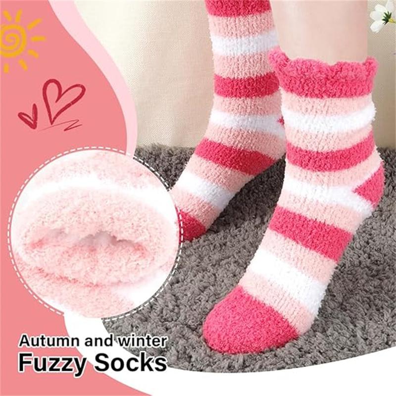 5 Pairs Pink Fuzzy Socks,Warm Socks for Winter,Gifts for Women,Cute Socks,Christmas Valentine's Gifts for Women