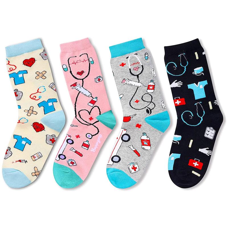 HAPPYPOP 4 Pairs Nurse Socks Women Medical Socks CNA Socks Doctor Socks, Nurse Student Gifts Medical Assistant Gifts Doctor Gifts CNA Gifts RN Gifts For Nurses