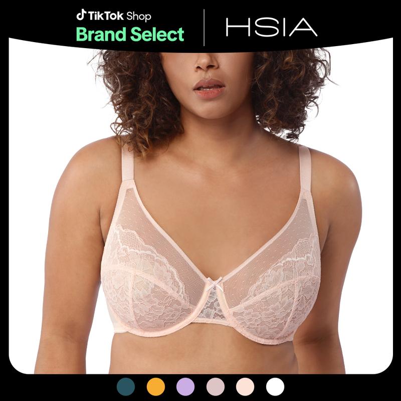 HSIA Enchante Floral Lace Underwire Unlined Unpadded Plus Size Full Coverage Bra