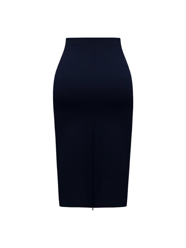 Women's Solid Color Zipper Pencil Skirt, Elegant Fashion Casual High Waist Midi Skirt for Work Office Business, Ladies Clothes for All Seasons