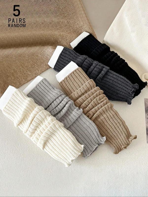 Women's Random Solid Over The Calf Socks, Casual Comfy Breathable Loose Socks for Daily Wear, Women's Socks for Fall & Winter