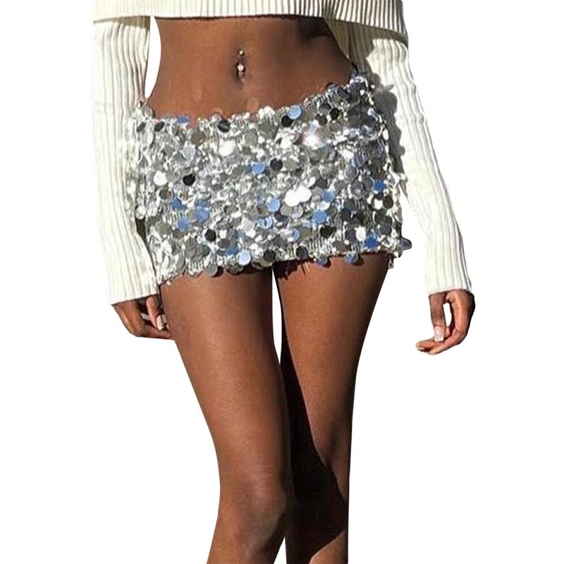 Women Wrapped Half Dress, Sequined Summer Spring Fall Dance Street Club Party Short Skirt Womenswear Bottom Light Underwear