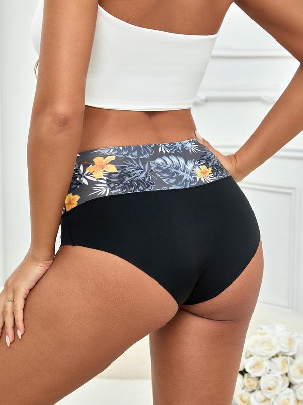 Women's Colorblock & Tropical Print Boyshorts, Soft Comfy Breathable Seamless Panty for Daily Wear, Ladies Underwear for All Seasons