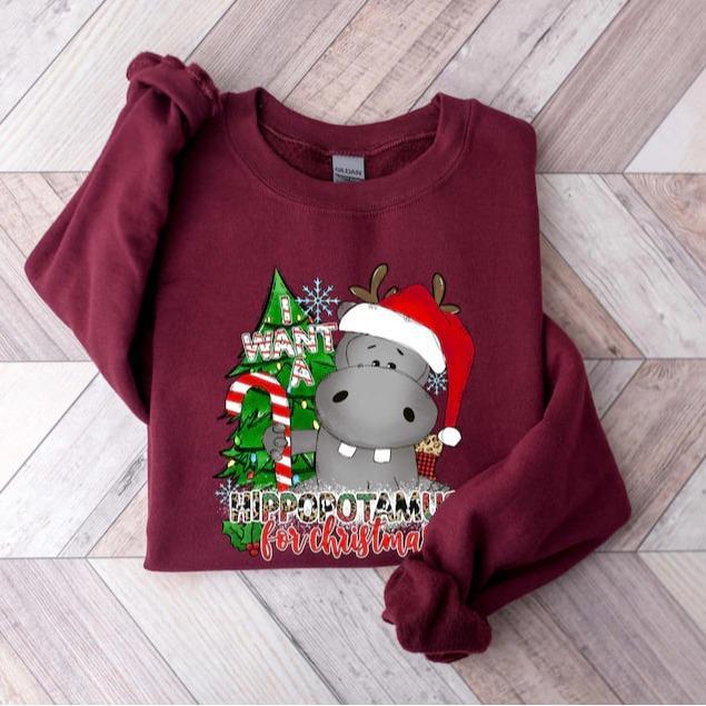 I Want a Hippopotamus for Christmas Sweatshirt, Hippo Shirt, Christmas Hippo Shirt, Christmas Hippo Sweatshirt, Hippo Family Matching Shirt