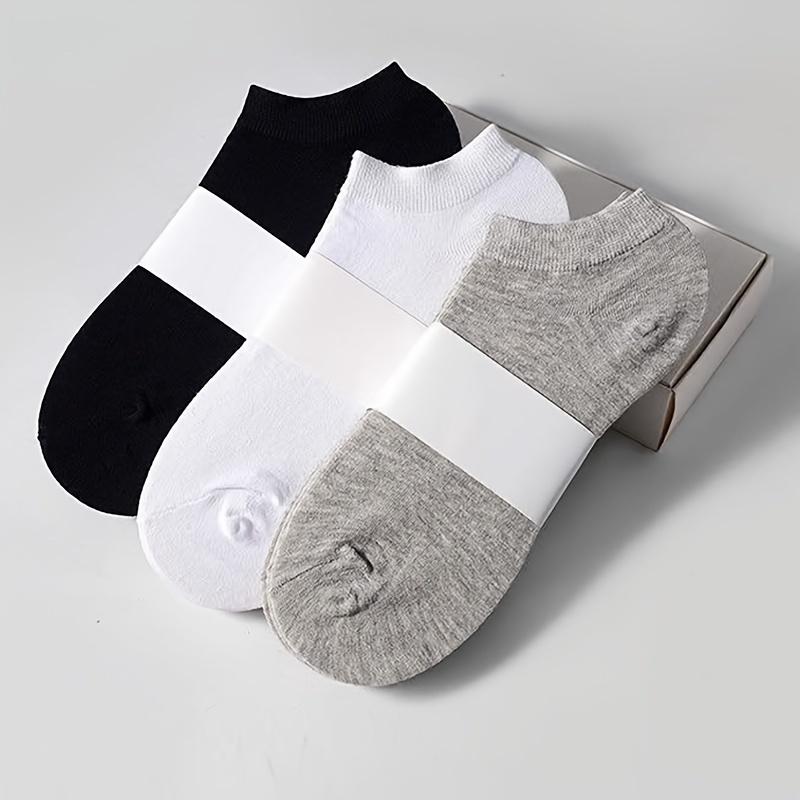 3 15 20 30 Pairs of Comfortable Ankle Socks, Sports Black and White Solid Color Socks Pack, Women's Stockings and Socks