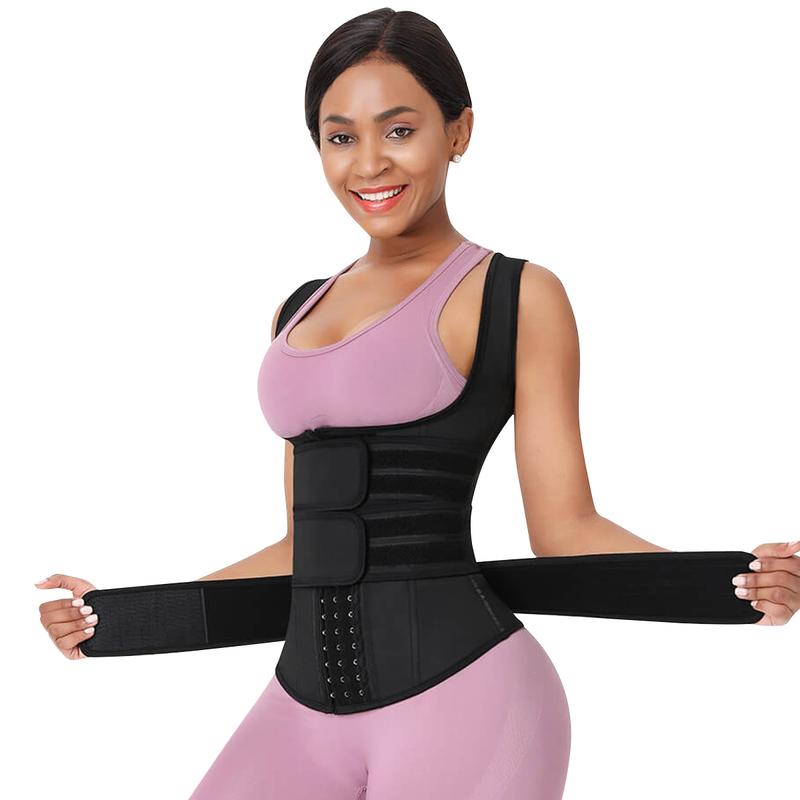 FeelinGirl Plus Size Waist Trainer Vest With 3 Rows of Eye and Hook Compression Cotton Shapewear Womenswear  Comfort Straps matt  waist Spandex Day