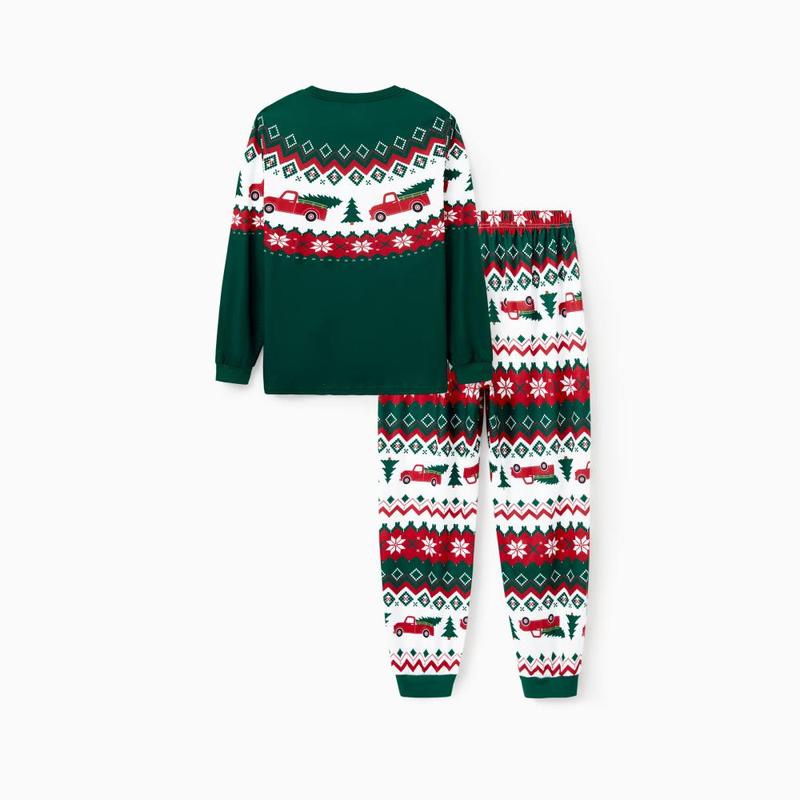 PatPat Green Christmas Tree Pajamas Matching Family Outfits (Long Sleeves)