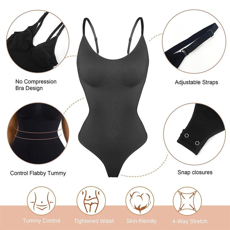 Backless Bodysuit Women Tummy Control Shapewear Seamless Sculpting Thongs Body Shaper Low Back Tank Top Summer Leotard