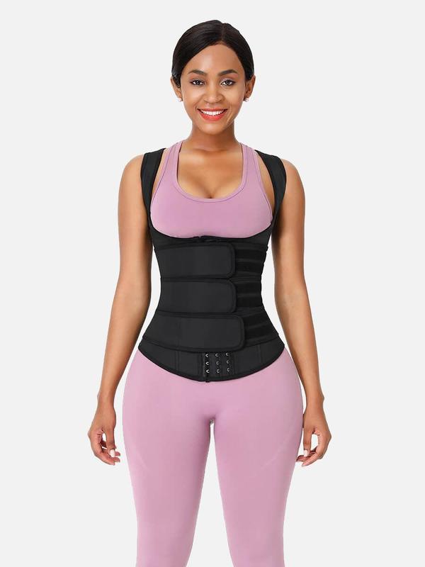 FeelinGirl Plus Size Waist Trainer Vest With 3 Rows of Eye and Hook Compression Cotton Shapewear Womenswear  Comfort Straps matt  waist Spandex Day