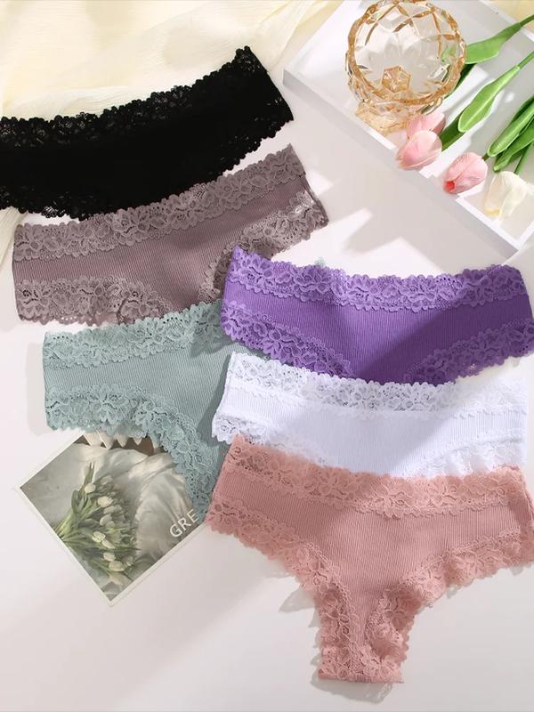 3Pcs set Women Cotton Panties Floral Lace Intimate Underwear Trendy Patchwork Lace Briefs Female Soft Underpants Lingerie S-XL