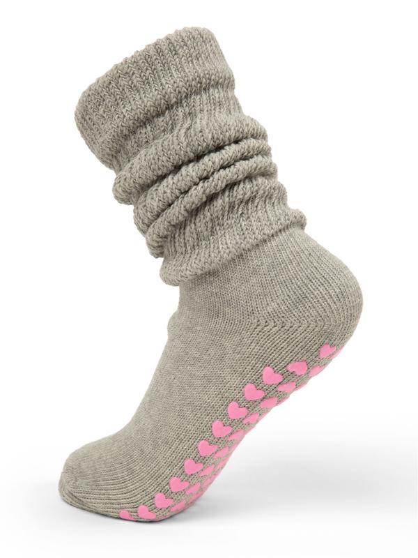 Lotties slouchy scrunchy socks with pink heart grips