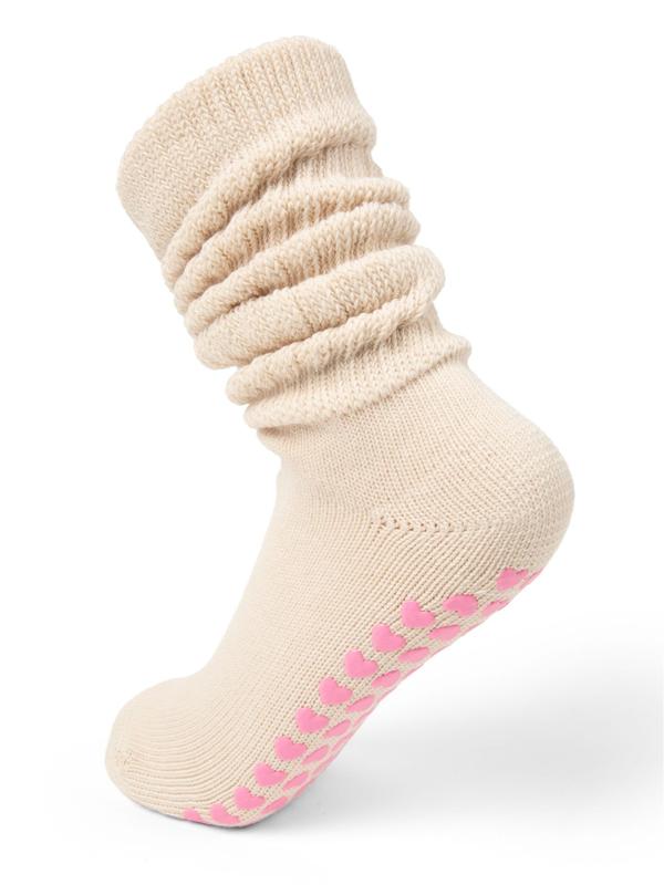 Lotties slouchy scrunchy socks with pink heart grips