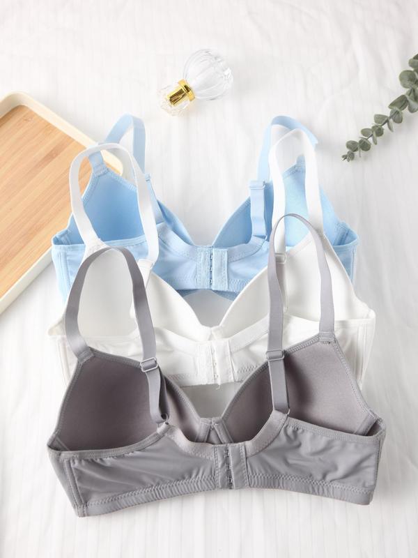 3 New Women's Bras Gathered with Steel Ring Comfortable Adjustable Breathable