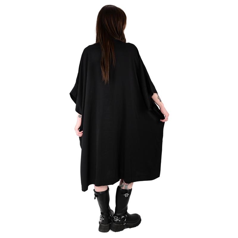 Arden Oversized Black Button Front Tunic Dress