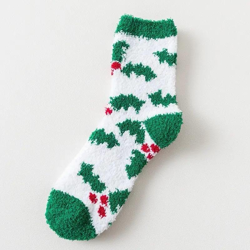 Soft Winter Holiday Fuzzy Socks - Festive Warm Fluffy Holiday Design - Comfort Womenswear