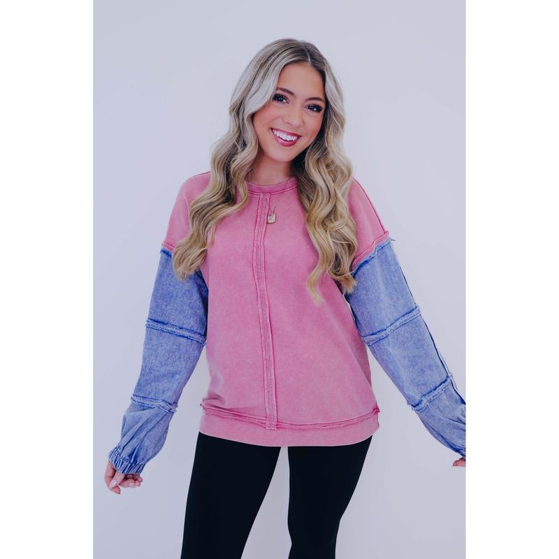 Dixie Denim Sleeve Top - 3 Colors