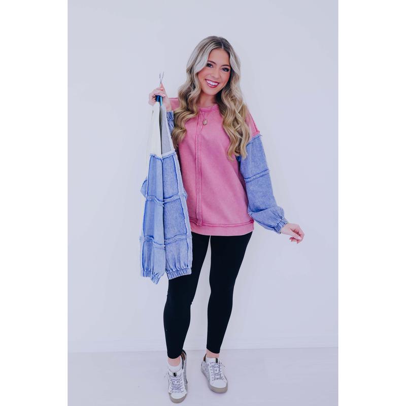 Dixie Denim Sleeve Top - 3 Colors