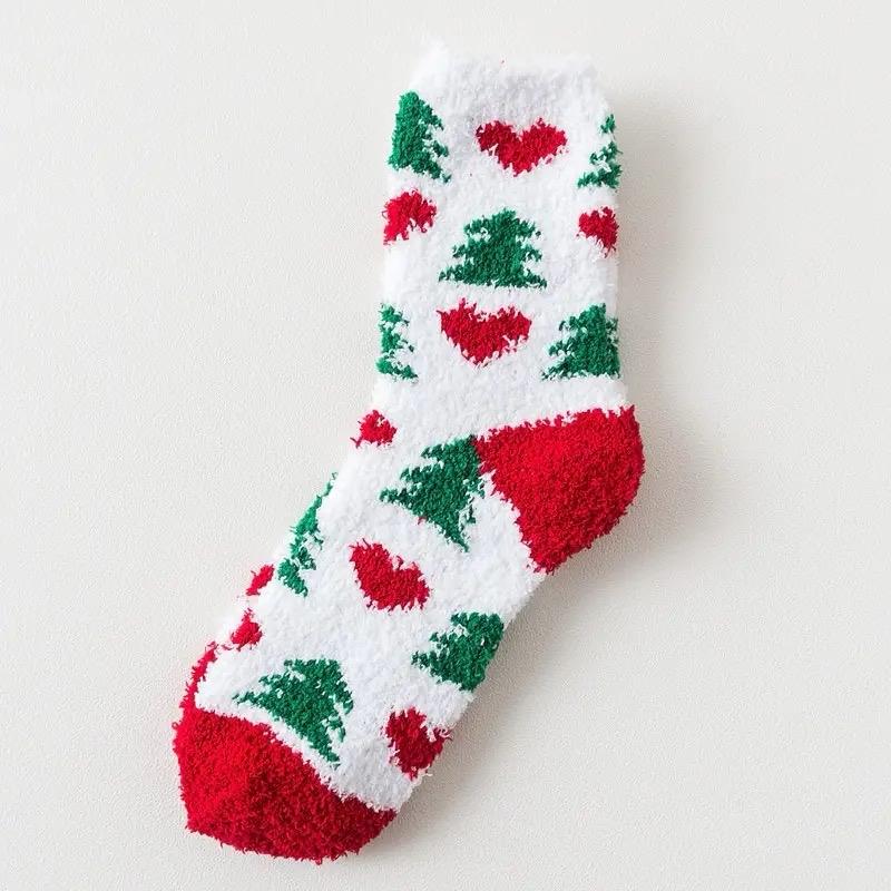 Soft Winter Holiday Fuzzy Socks - Festive Warm Fluffy Holiday Design - Comfort Womenswear