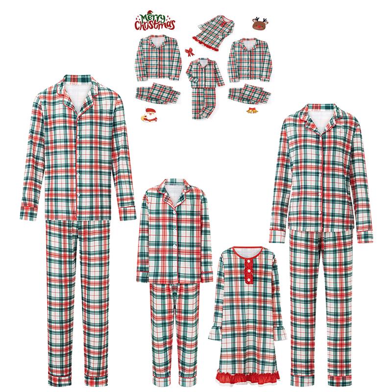 Plaid Print Matching Christmas Pajamas For Family Plaid Print Holiday Pajamas Sleepwear