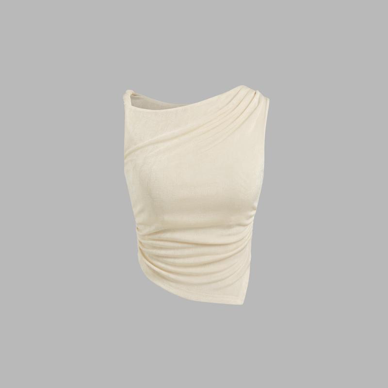 Cider [size 2-10] Asymmetrical Neck Ruched Tank Top