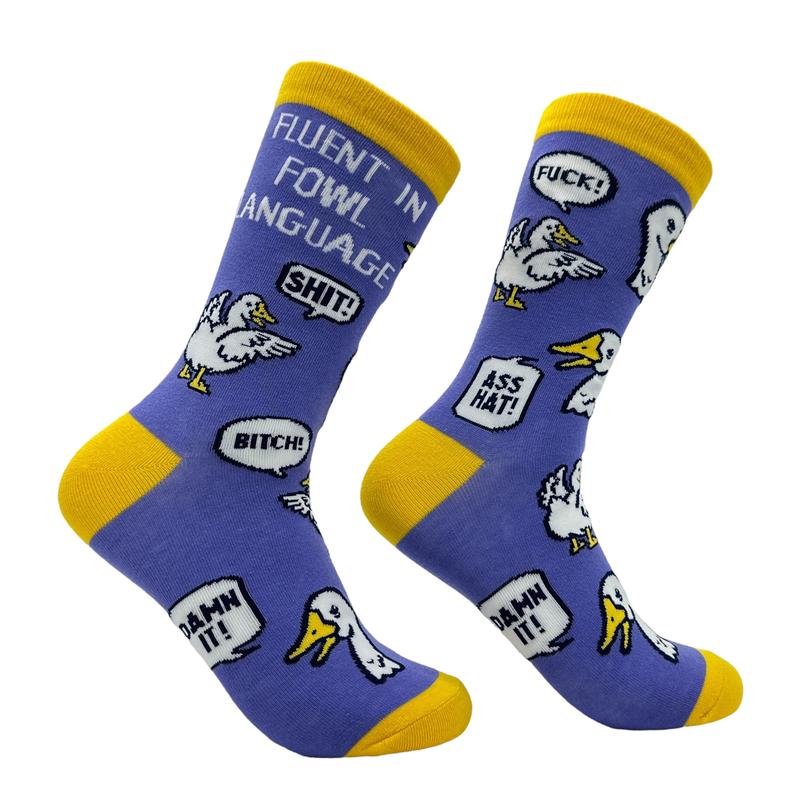 Women's Fluent In Fowl Language Socks Funny Sarcastic Curse Word Novelty Footwear Funny Socks