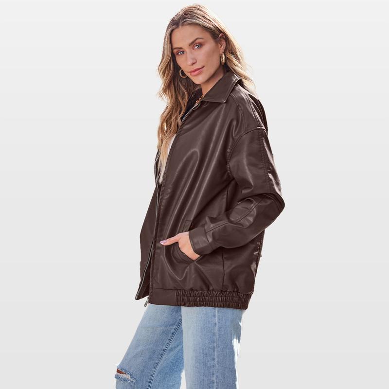 AUTOMET Womens Oversized Leather Jackets Faux Suede Fall Fashion Motorcycle Coats Winter Outfits Clothes 2024 Womenswear Tops