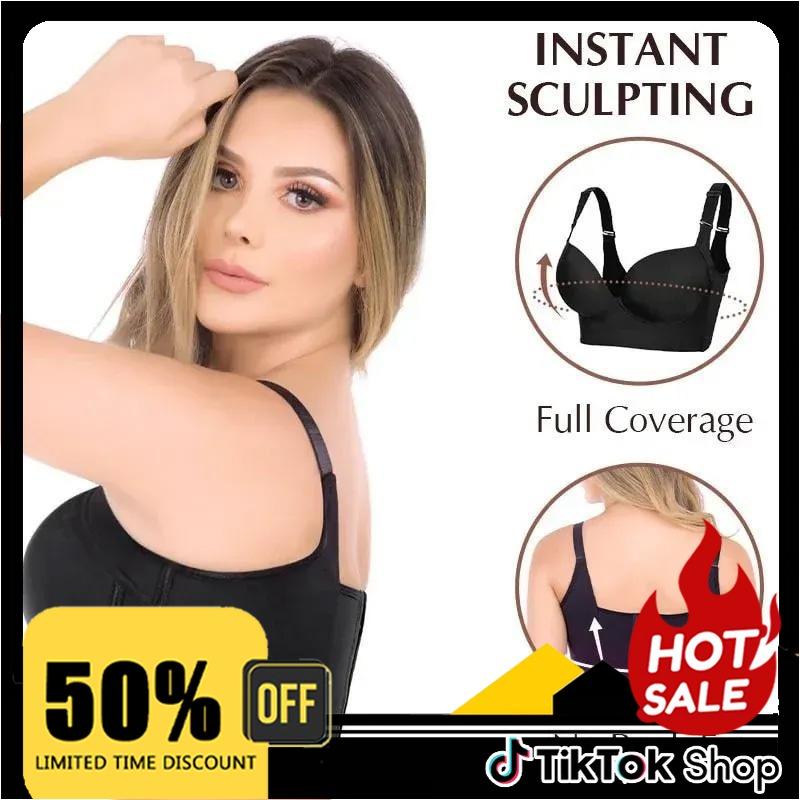 [50% Off]Deep Cup Bra Hide Back Fat Underwear,Shpaer Incorporated Full Back Coverage Plus Size Push Up Bra Comfort Fit Smooth Womenswear Comfortable Day,Full Back Coverage Bra,