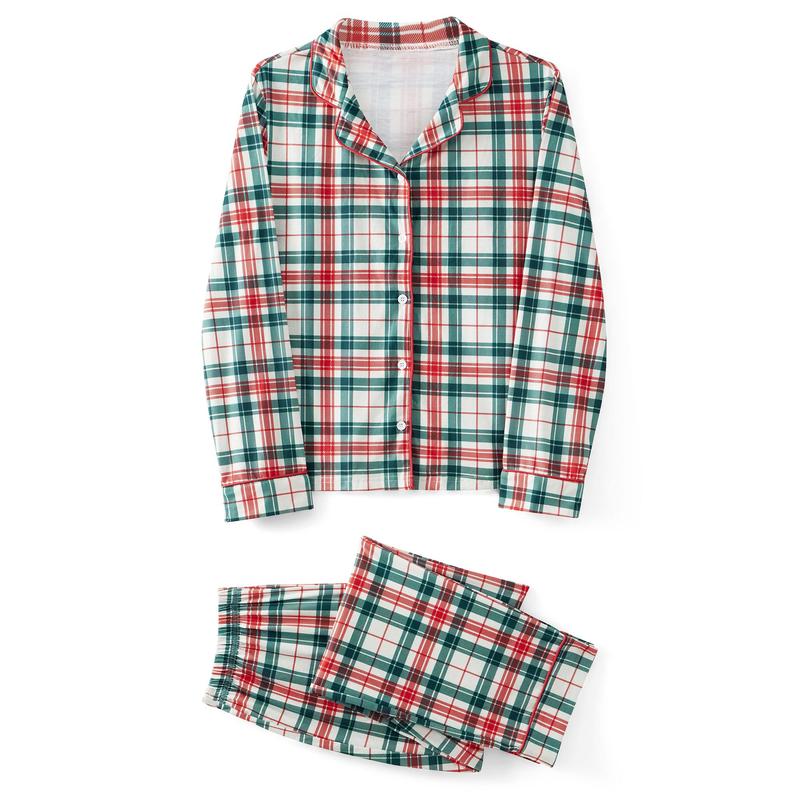 Plaid Print Matching Christmas Pajamas For Family Plaid Print Holiday Pajamas Sleepwear