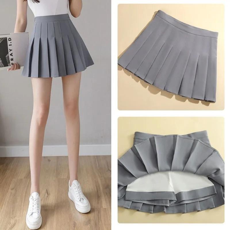 Pleated Skirt JK Skirt Plus Size High Waist Short Skirt Anti-Wrinkle JK Skirt Pleated Skirt with Lining Preppy StyleSlim A-Line 2024