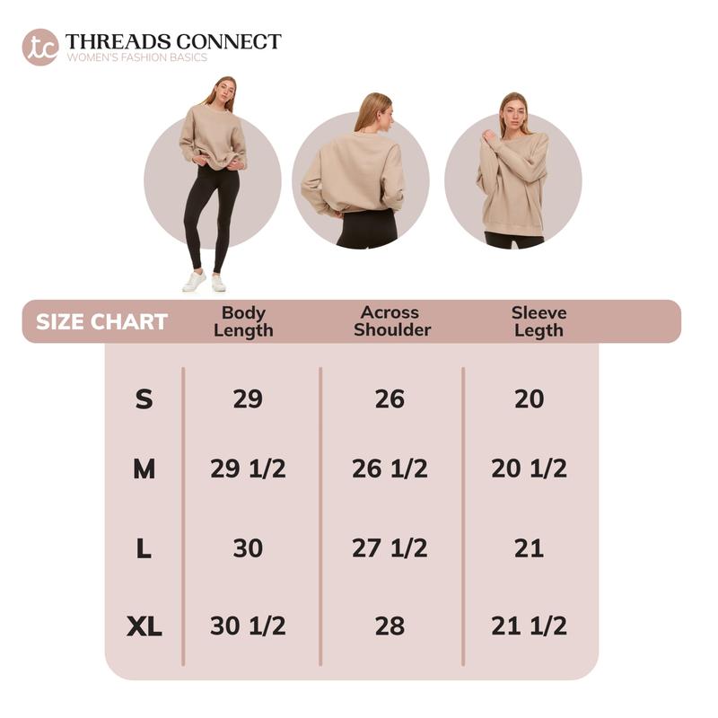 Threads Connect Oversized Sweatshirt for Women – Crewneck Fleece Pullover Soft Trendy Sweatshirt