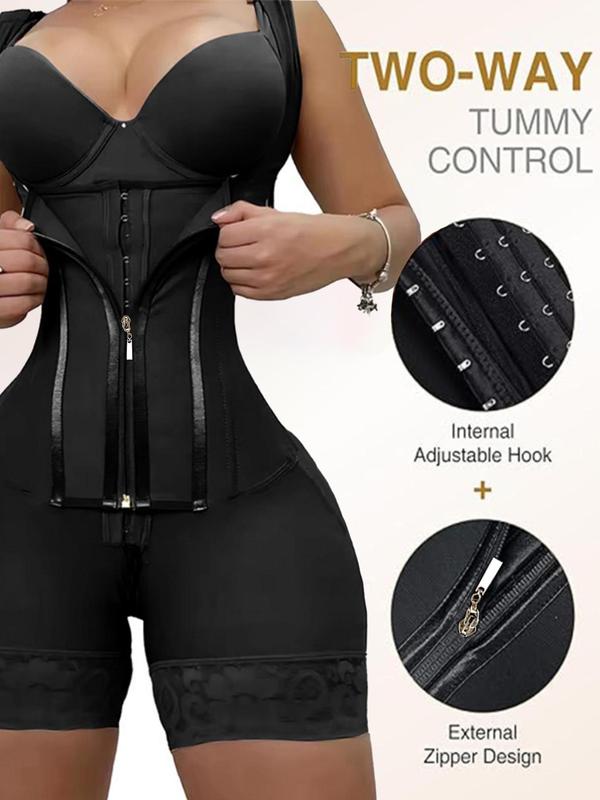 Women's Solid Color Zipper Corset Shapewear Top, Tummy Control Shaper, Waist Trainer Women, Women's Sexy Shapewear for Daily Wear, Matt Waist Trainers