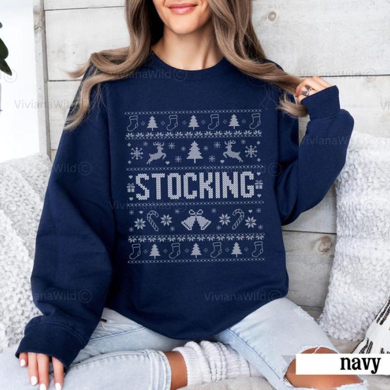 Couples Ugly Christmas I'm Her Stocking Stuffer Sweashirt, Funny Couple Matching Christmas Sweatshirt, Ugly Sweater Holiday Party Outfit Xmas