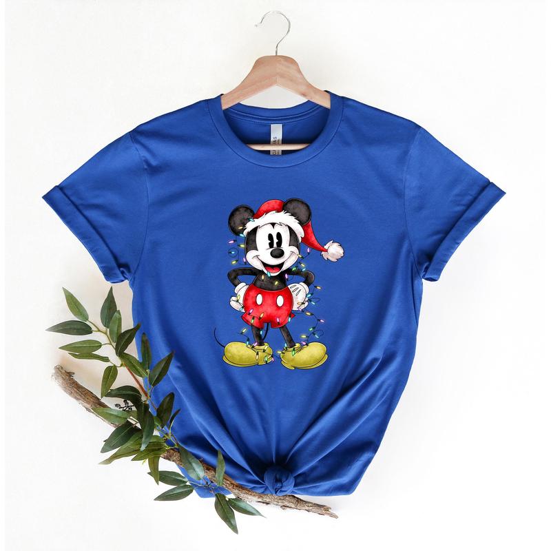 Cartoon Couples Mickkey and Minniie Mouse Christmas Lights T-Shirt, Mickkey's Very Merry Xmas Party Tee, Vacation Holiday Gift LW3RR