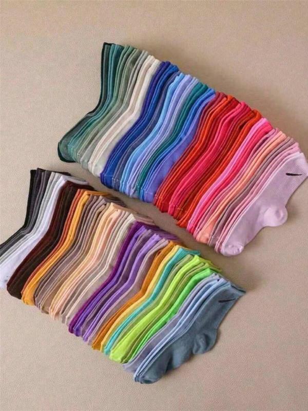 Women's Solid Color Mid-calf Socks, Casual Comfy Breathable Socks for Daily Wear, Women's Socks for All Seasons